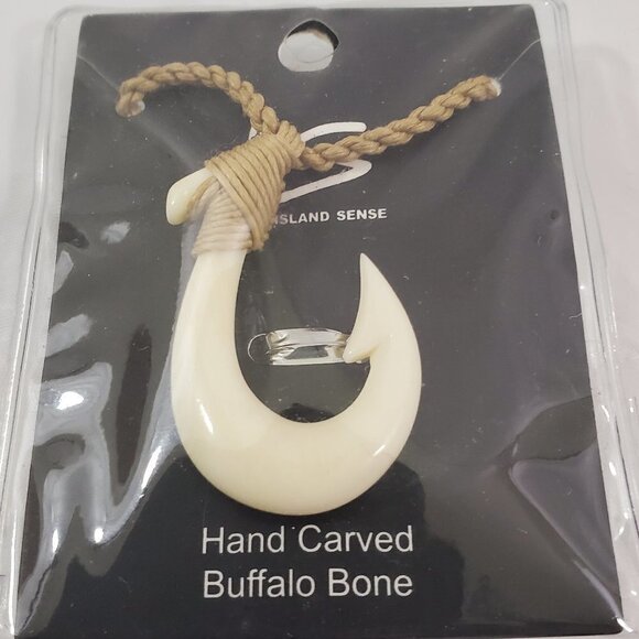 HAND Carved Buffalo Bone Pendant With Necklace - Picture 10 of 13
